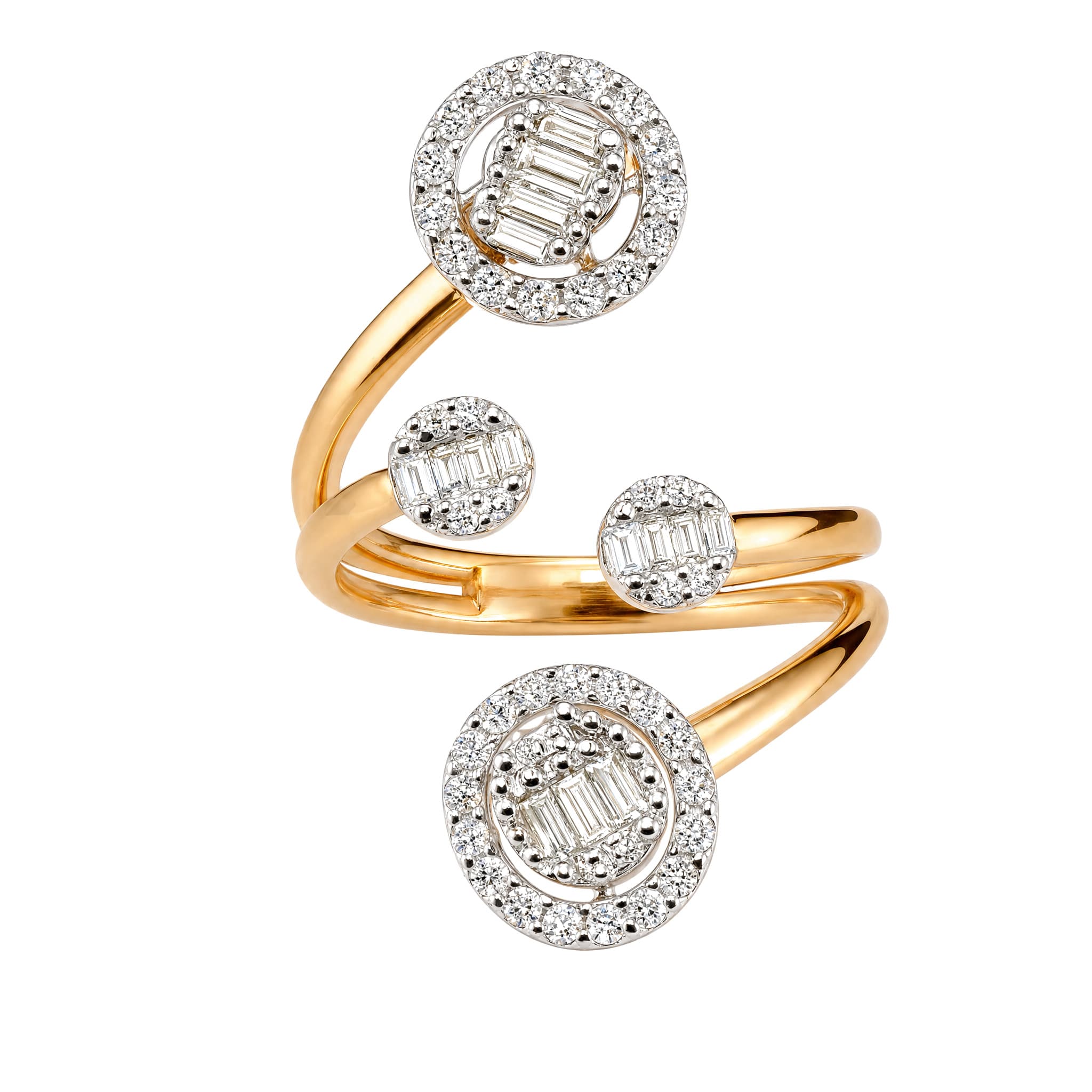 Rose Gold Spiral Double Cluster Ring