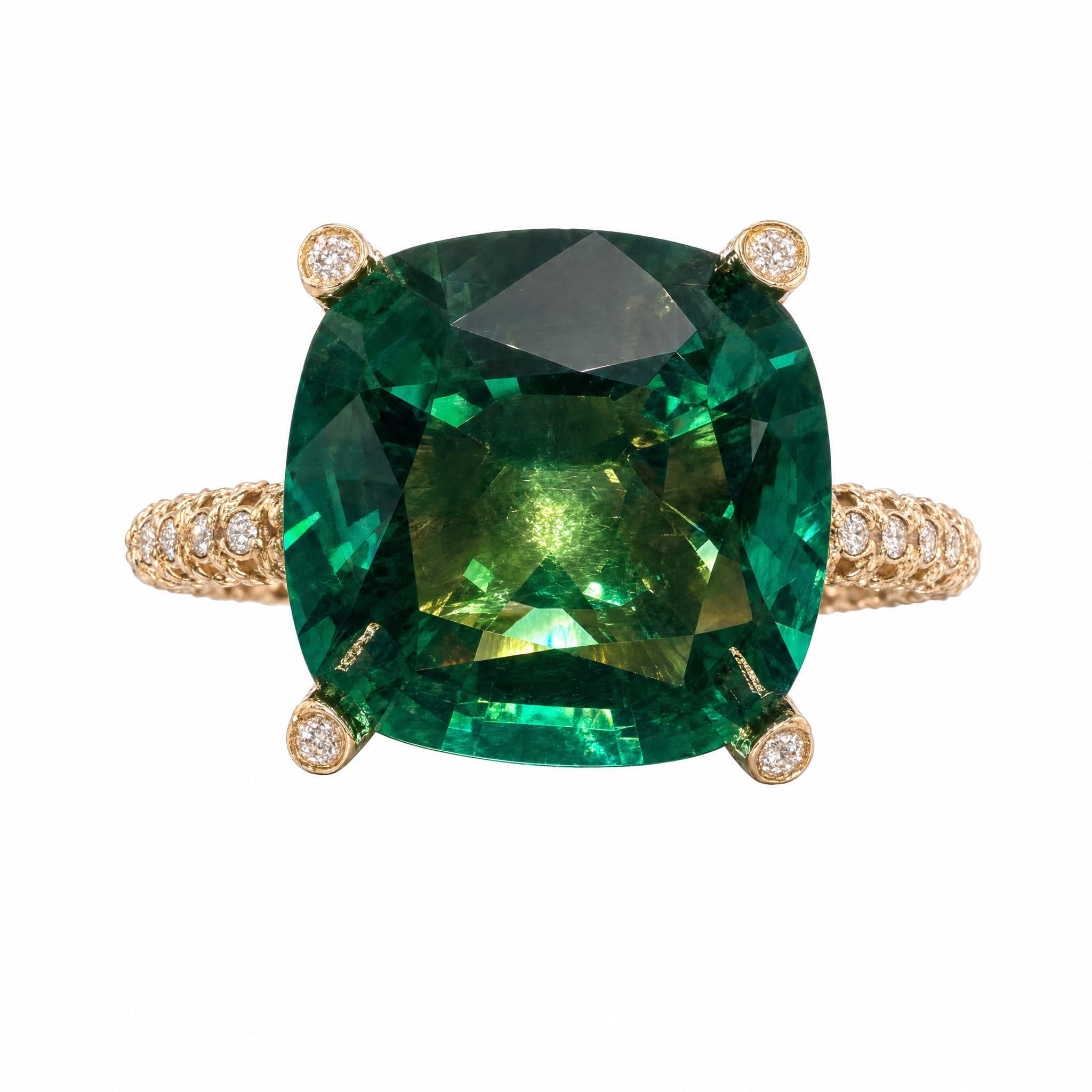 Green Cushion Ring